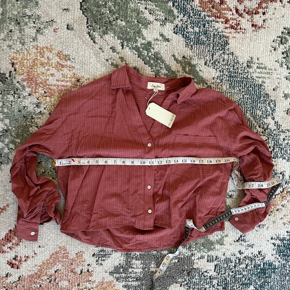 New Texas Boutique Cropped Button Down Blouse Women’s Sz Small Cotton Rayon - Picture 3 of 10